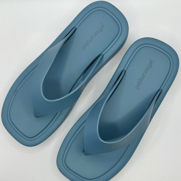 Jeffrey Campbell Anthropologie Darcie Platform Turquoise Blue Flip Flops Size 9 - Picture 10 of 11